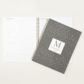 Grijs Gouden Regendruppel Modern Modieus Monogram Planner (Display)