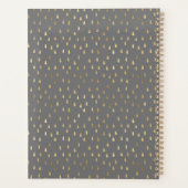 Grijs Gouden Regendruppel Modern Modieus Monogram Planner (Achterkant)
