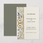 Grijs Gouden Scroll Save The Date Kaart (Voorkant / Achterkant)