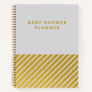 Grijs Goudfolie Minimalistische Baby shower Planne Notitieboek