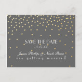Grijs & Goudfolie Stippen Sla het datum Briefkaart (Voorkant)