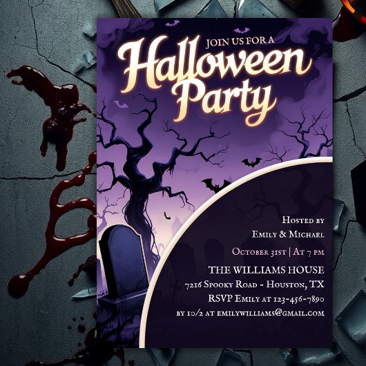 Grijs Grafelijk Spoken Halloween Feest Kaart