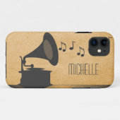 Grijs Gramophone BT iPhone 5 Hoesje (Achterkant (horizontaal))