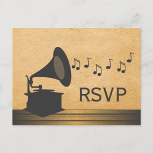 Grijs  Gramophone RSVP Briefkaart