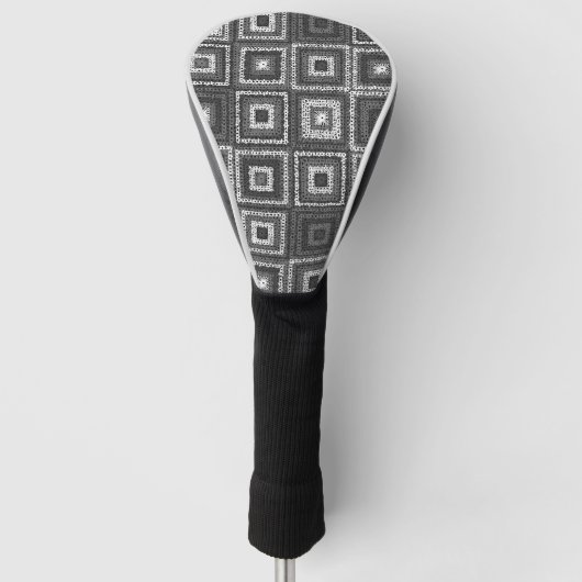 Grijs Granny Vierkant Patroon Golfheadcover (Voorkant)