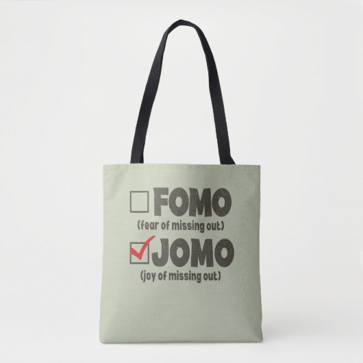Grijs Grappig FOMO JOMO vink het vakje Introvert a Tote Bag (Voorkant)