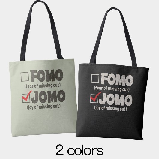 Grijs Grappig FOMO JOMO vink het vakje Introvert a Tote Bag