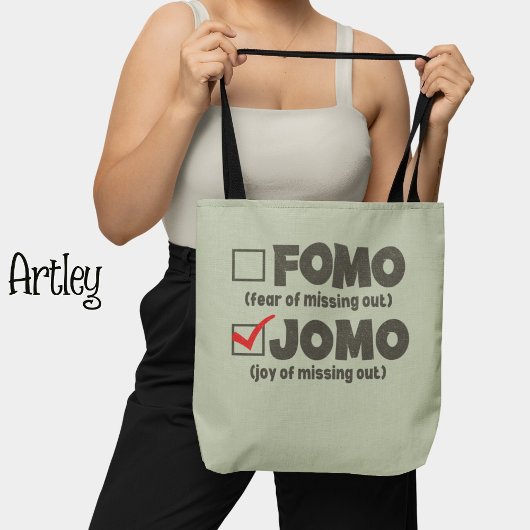 Grijs Grappig FOMO JOMO vink het vakje Introvert a Tote Bag