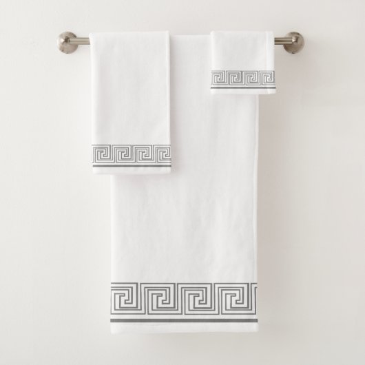 Grijs Grecian Frieze Design Bad Handdoek (Insitu)