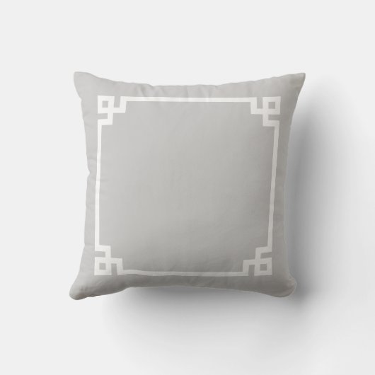 Grijs Grieks Sleutelgrens Douanemonogram Kussen (Achterkant)