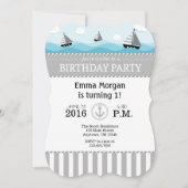 Grijs Grijs Blauw Nautische Verjaardag Uitnodiging (Voorkant)