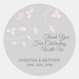Grijs, Grijs Blush Roze Pastel Dank u Bruiloft Ronde Sticker