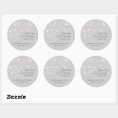 Grijs, Grijs Blush Roze Pastel Dank u Bruiloft Ronde Sticker (Vel)