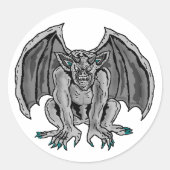 Grijs/Grijs Gargoyle Ronde Sticker (Voorkant)