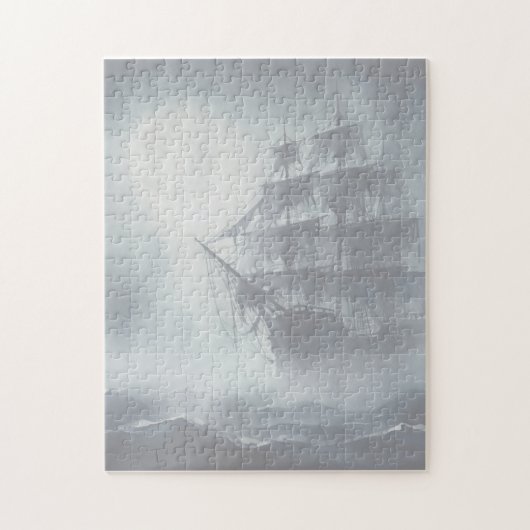 Grijs, Grijs Mist Piraat Schip 2 Legpuzzel (Verticaal)