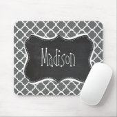 Grijs grijs Quatrefoil; Chalkboard look Muismat (Met muis)