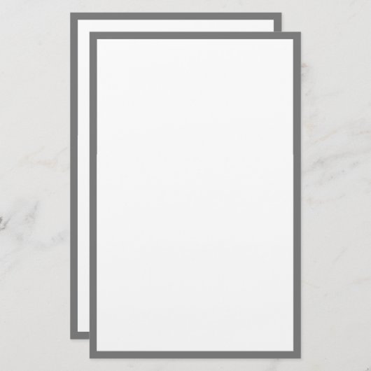Grijs Grijs Rand Randen Wit Blank Custom Briefpapier (Voorkant / Achterkant)