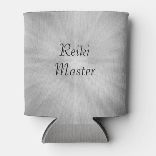 Grijs grijs Silver Reiki Master-ontwerp Blikjeskoeler (Voorkant)