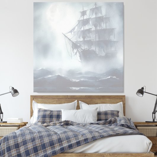 Grijs, grijs voor piratenschip pensioen canvas afdruk (Insitu (Slaapkamer))