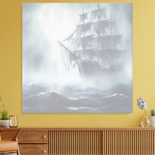 Grijs, grijs voor piratenschip pensioen canvas afdruk (Insitu (Woonkamer))