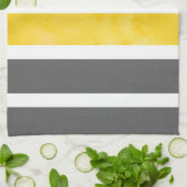 Grijs Grijs Wit Waterverf Strepen Theedoek (Gevouwen)