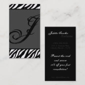 Grijs Grijs Wit Zebra Print Pattern Visitekaartje (Voorkant / Achterkant)