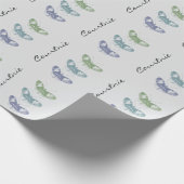 Grijs Groen Blauw Vlinders Gepersonaliseerde Verja Cadeaupapier (Hoek)