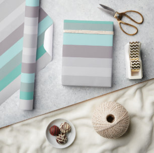 Grijs Groen Blauwe Strepen Cadeaupapier