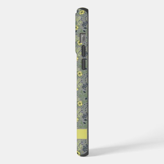  Grijs Groen Bloemgeel iPhone Hoesje (Linkerkant)