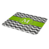 Grijs Groen Chevron Monogram Snijplank (Hoek)