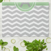 Grijs groen Chevron Theedoek (Gevouwen)