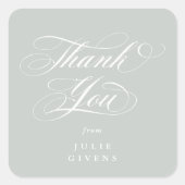Grijs Groen Elegant Script Afstudeer Bedankt Vierkante Sticker (Voorkant)