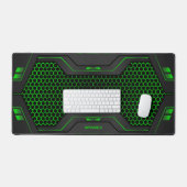 Grijs & groen geometrisch gaming achtergrond monog bureaumat (Keyboard & Muis)