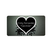 Grijs Groen Glitter Zwart Hart Etiket (Voorkant)