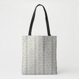 Grijs Groen Ikat Scallop, Voor en Achter Tote Bag