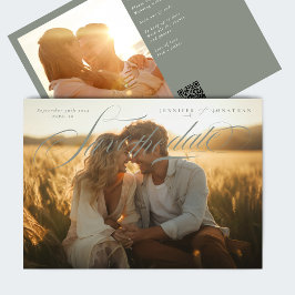 Grijs Groen Klassieke QR Code Twee Foto Save The Date