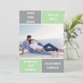 Grijs, groen kleurenblok bruiloft opslaan Datum Save The Date (Staand voorkant)