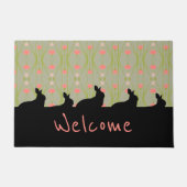 Grijs groen met konijnensilhouetten deurmat (Voorkant)