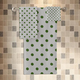 Grijs groen met polka stippen bad handdoek