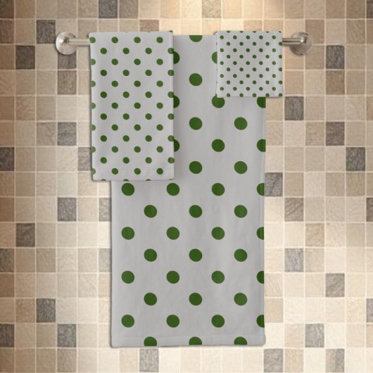 Grijs groen met polka stippen bad handdoek