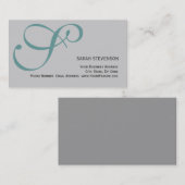 Grijs Groen Monogram Professioneel Visitekaartje (Voorkant / Achterkant)