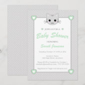Grijs Groen Neutraal Schattige Kawaii Cat Baby sho Kaart (Voorkant / Achterkant)