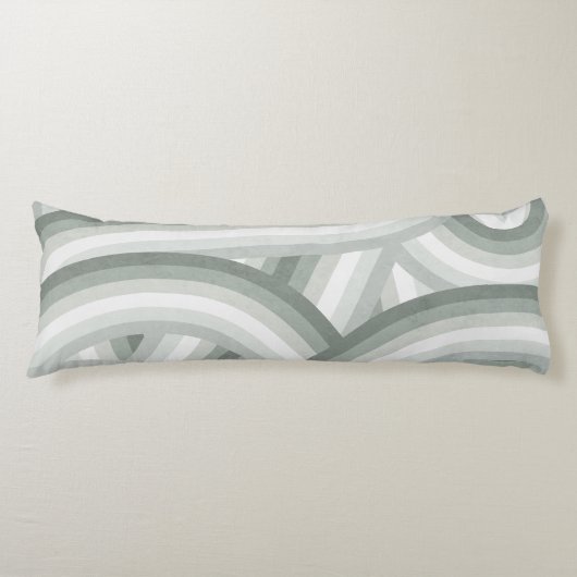 Grijs-Groen Retro Regenboog Strepen Patroon Lichaamskussen (Voorkant)