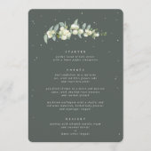 Grijs Groen Snowberry+Eucalyptus 3 Cursus Bruiloft Menu (Voorkant)