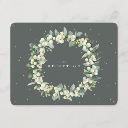 Grijs Groen Snowberry+Eucalyptus Garland Receptie Informatiekaartje (Achterkant)