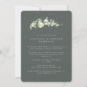 Grijs Groen Snowberry+Eucalyptus Huwelijksreceptie Kaart
