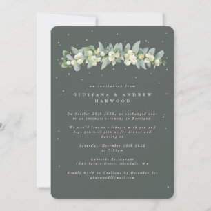 Grijs Groen Snowberry+Eucalyptus Huwelijksreceptie Kaart