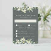 Grijs Groen Snowberry+Eucalyptus Rand Bruiloft RSVP Kaartje (Staand voorkant)