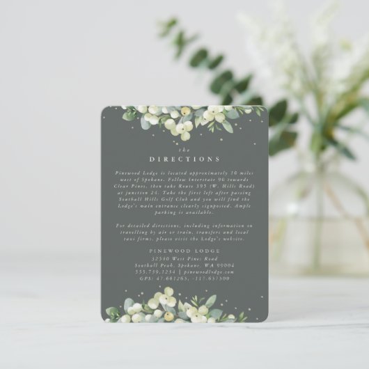 Grijs groen Snowberry+Eucalyptus Rand Routebeschri Informatiekaartje (Staand voorkant)