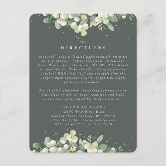 Grijs groen Snowberry+Eucalyptus Rand Routebeschri Informatiekaartje (Voorkant)